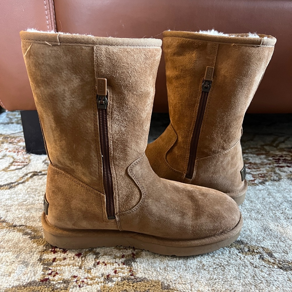 UGG chestnut boots with side zipper